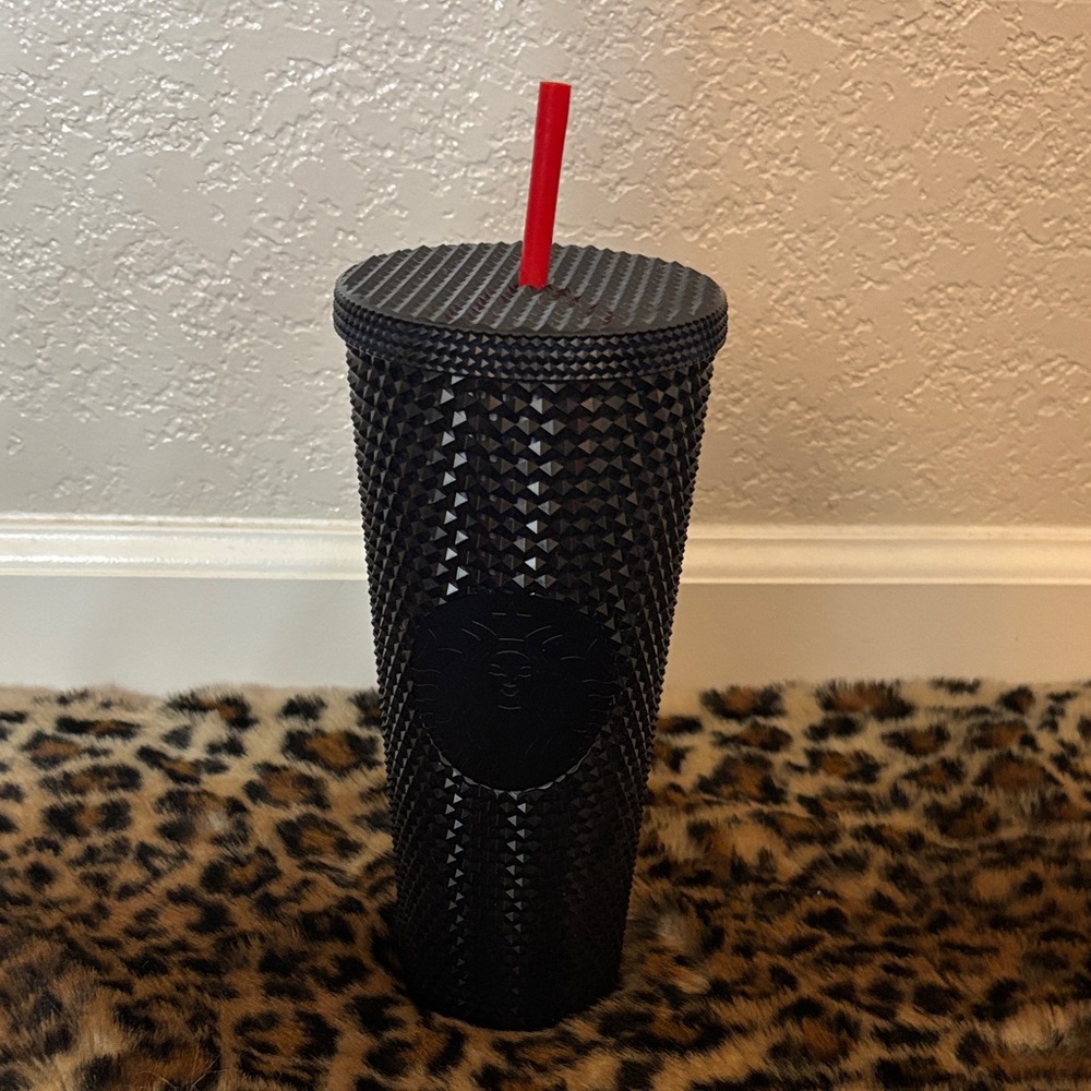 24oz Starbucks x SF Giants Black Studded Tumbler with Red Straw